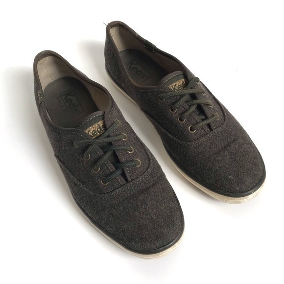 Keds Dark Green Champion Wool Sneakers Size 7 - Picture 1 of 8